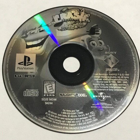 PS1 Crash Bandicoot Warped For PlayStation 1